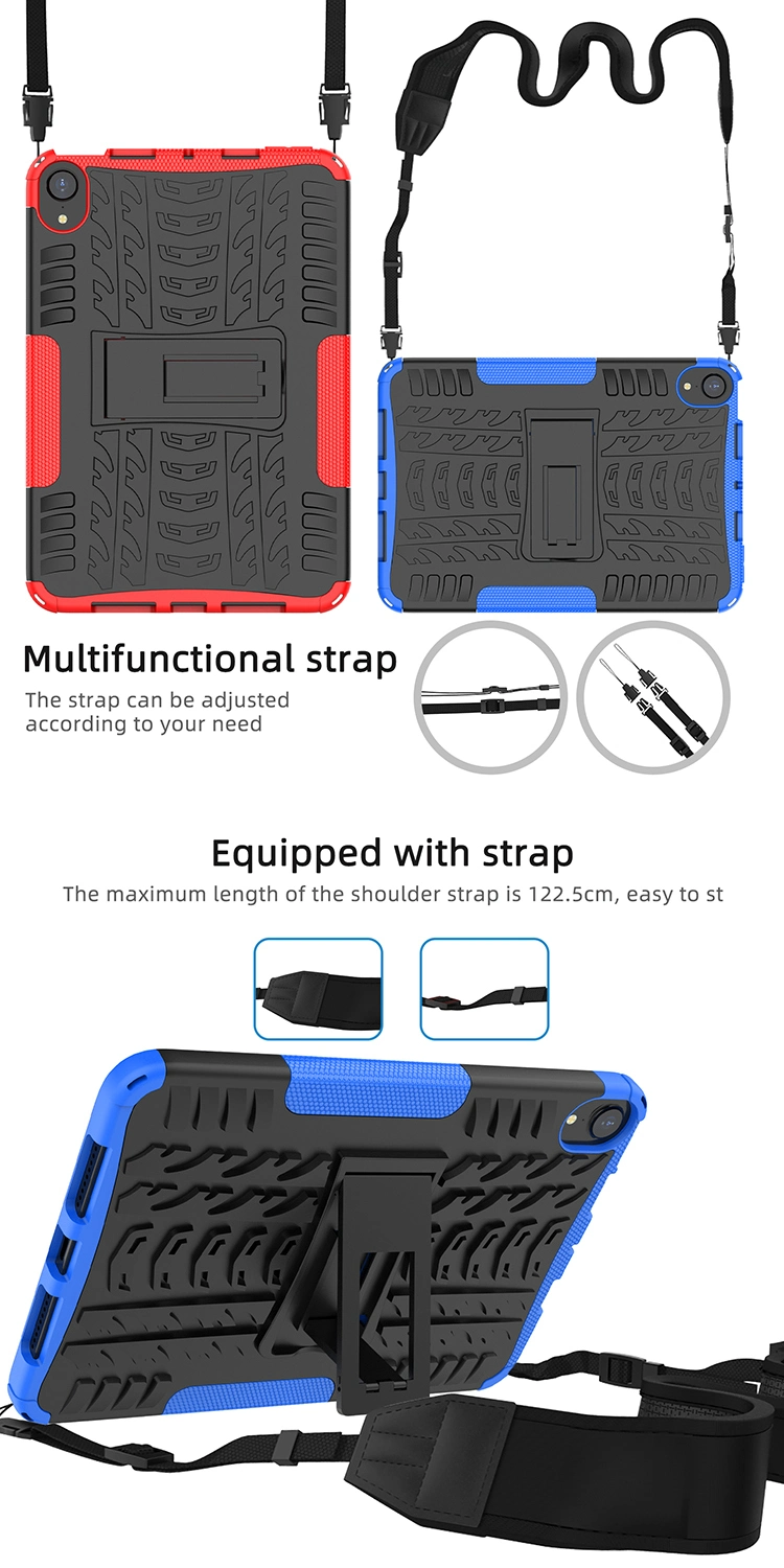 New Tire Pattern Design with Bracket Shockproof Upgraded TPU+PC Tablet Case for iPad Mini 6 8.3 Inch 2021 6th Generation