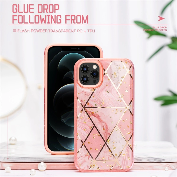 Ins Fashion Drop Glue Colorful Aesthetic IMD Marble Girl Phone Case for iPhone 13