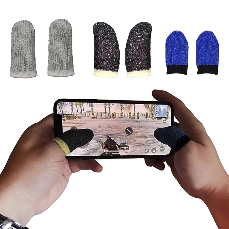 Custom Anti-Sweat Mobile Phone Silver Fiber Game Touch Screen Finger Sleeves