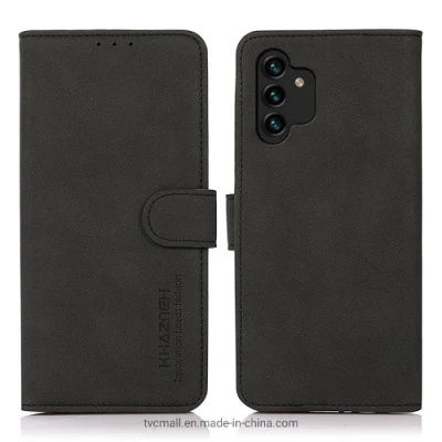 Khazneh para Samsung Galaxy A13 4G Proteção de Corpo Inteiro PU Couro + TPU Estojo para Celular com Suporte Dobrável - Preto