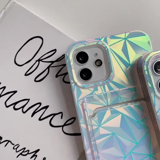 Carteira com padrão de diamante com impressão IMD e brilho brilhante capa de telefone TPU capa para iPhone Xr iPhone Xs Max