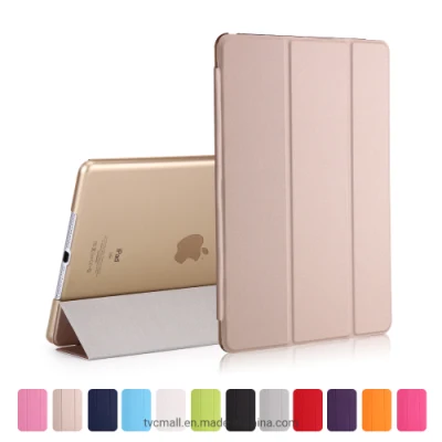 Capa de couro multicolorida com suporte magnético dobrável em três cores Smart Awake/Sleep Tablet Case Capa de couro para iPad 9.7 (2018) / 9.7 (2017) - Dourado